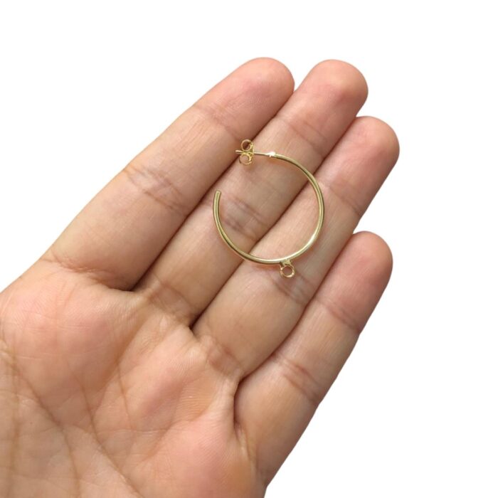 Base Brinco C/1 Saída 25mm Dourado Exclusivo – 1 Par - Imagem 2