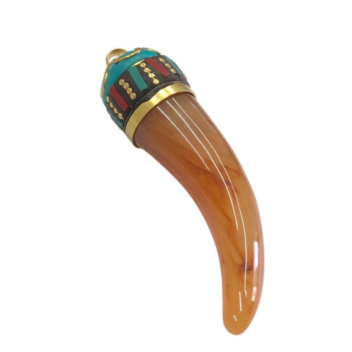 Pingente Chifre 8cm C/ Resina Dourado - 1 Und - Imagem 3