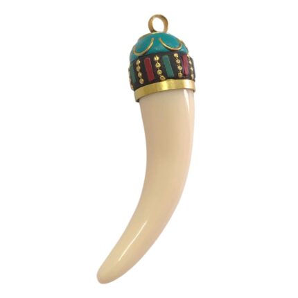 Pingente Chifre 8cm C/ Resina Dourado - 1 Und