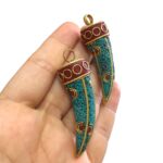 Pingente Chifre 5,5cm C/ Resina Dourado - 1 Und - Imagem 3