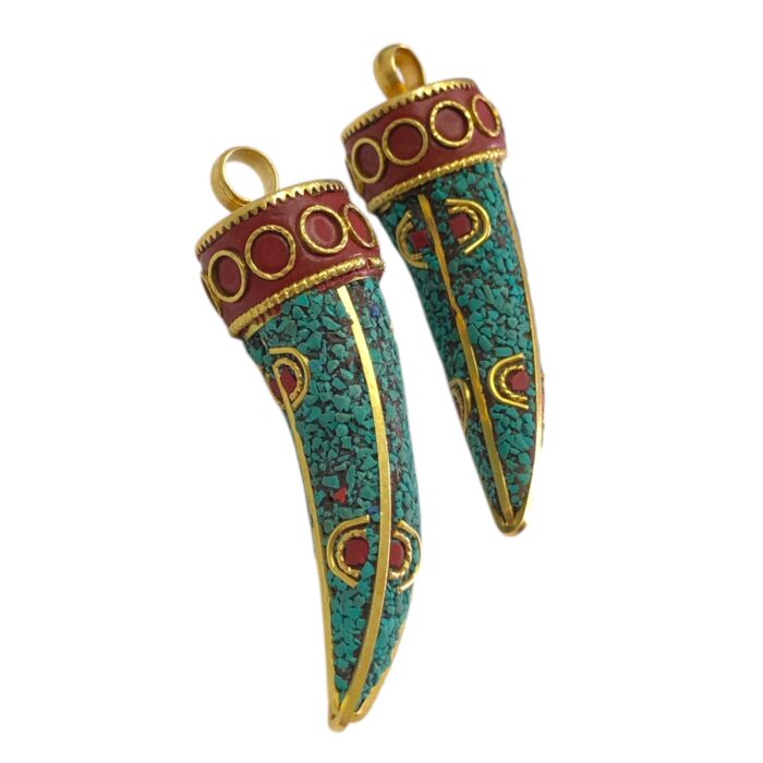 Pingente Chifre 5,5cm C/ Resina Dourado - 1 Und - Imagem 1