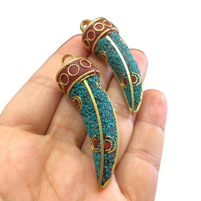 Pingente Chifre 5,5cm C/ Resina Dourado - 1 Und - Imagem 2