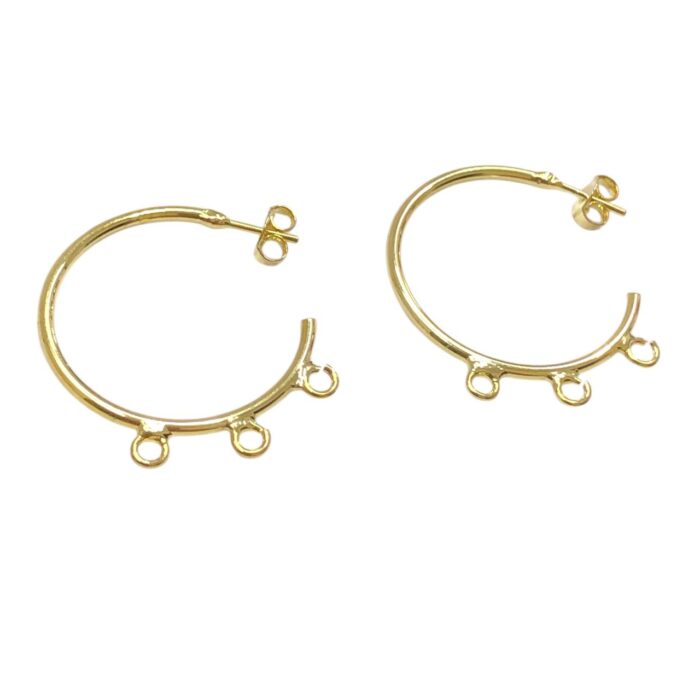 Base Brinco C/ 3 Saídas 25mm Dourado Exclusivo – 1 Par - Imagem 4