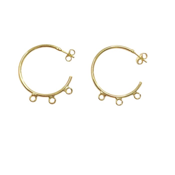 Base Brinco C/ 3 Saídas 25mm Dourado Exclusivo – 1 Par - Imagem 1