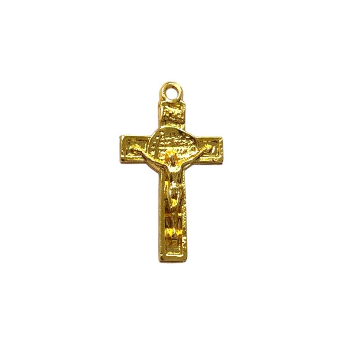 Pingente Cruz 32mm Trabalhada Dourado – Und - Imagem 1