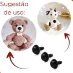 Olhos P/ Amigurumi 12mm Castanho Escuro – 05 Pares - Imagem 2