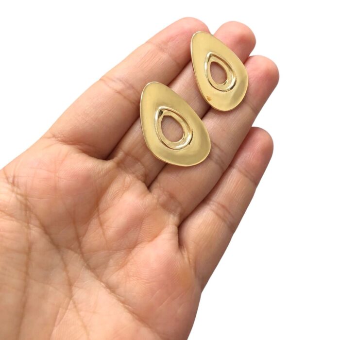 Base Brinco Disforme 34mm Dourado - 1 Par - Imagem 2