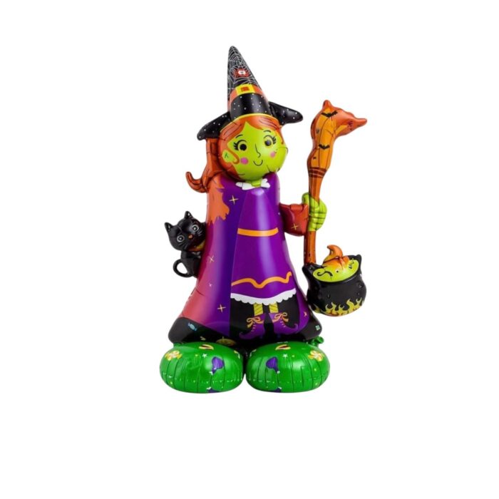 Balão Halloween Bruxa Em Pé 120cm Plástico - 1 Und - Imagem 1