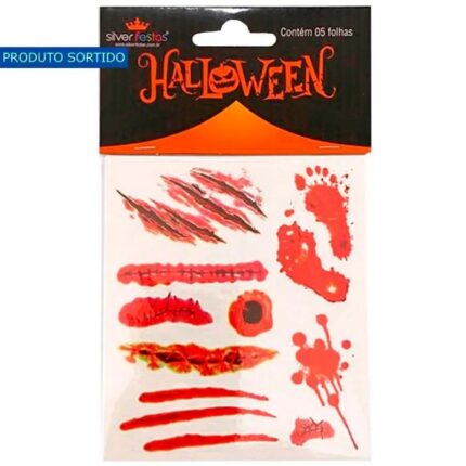 Tatuagem Halloween Diversos – C/ 5 Folhas
