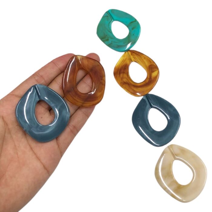 Conta Elo Mármore 48x52mm Resina - 4 Unds - Imagem 2