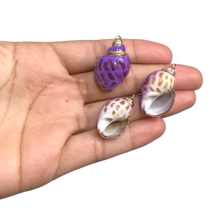 Pingente Concha do Mar Roxo C/ Dourado – 1 Und - Imagem 2