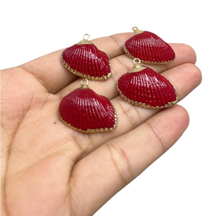 Pingente Concha do Mar Abs Vermelho C/ Dourado – 1 Und - Imagem 3