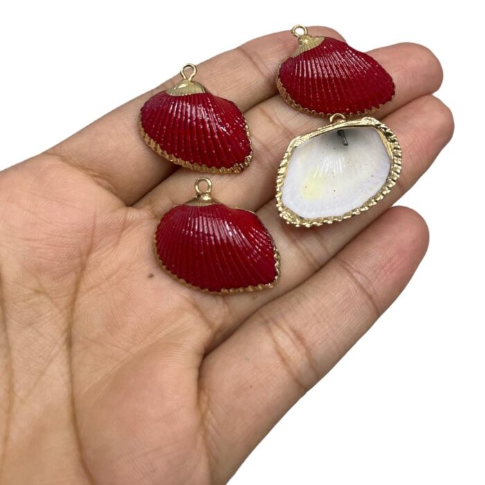 Pingente Concha do Mar Abs Vermelho C/ Dourado – 1 Und - Imagem 2