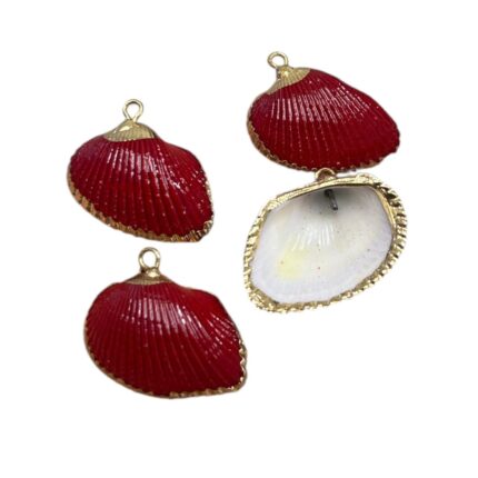 Pingente Concha do Mar Abs Vermelho C/ Dourado – 1 Und