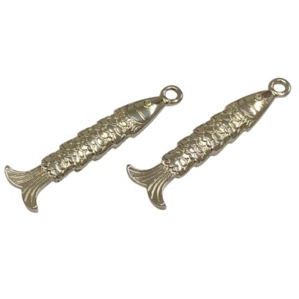 Pingente Peixe Trabalhado 53mm Níquel - 1 Und