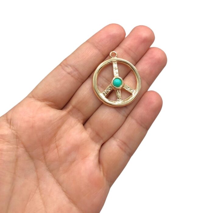 Pingente Redondo C/ Chaton 33mm Dourado - 1 Und - Imagem 2