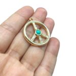 Pingente Redondo C/ Chaton 33mm Dourado - 1 Und - Imagem 3