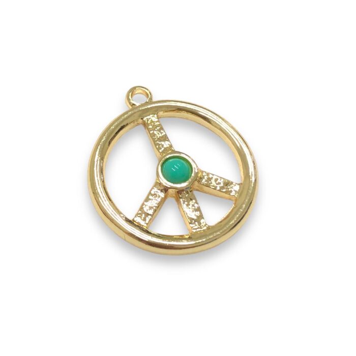 Pingente Redondo C/ Chaton 33mm Dourado - 1 Und - Imagem 1