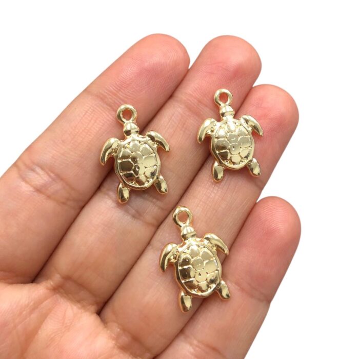 Pingente Tartaruga 18mm Dourado - 1 Und - Imagem 3