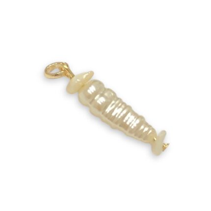 Pingente Pérola 28mm Disforme C/ Argola Dourado - 1 Und