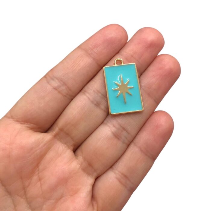 Pingente Retangular C/ Resina 23mm Dourado - 1 Und - Imagem 2