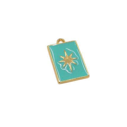 Pingente Retangular C/ Resina 23mm Dourado - 1 Und