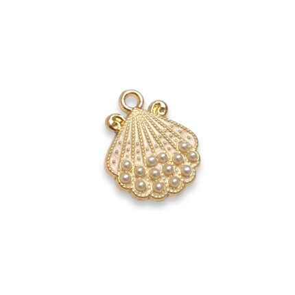 Pingente Concha Trabalhado C/ Pérola 21mm Dourado - 1 Und