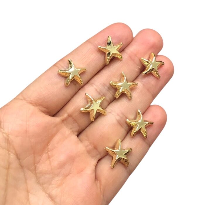 Aplique Estrela Do Mar 16mm Plástico Dourado - C/10 Und - Imagem 2