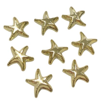 Aplique Estrela Do Mar 16mm Plástico Dourado - C/10 Und