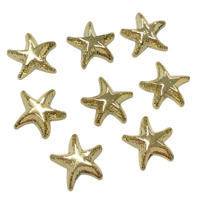 Aplique Estrela Do Mar 16mm Plástico Dourado - C/10 Und - Imagem 1