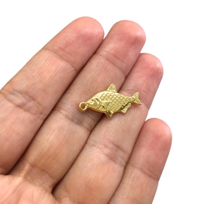 Pingente Peixe 25mm Dourado - 1 Und - Imagem 3
