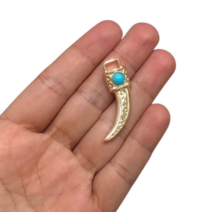 Pingente Dente C/ Chaton 37mm Dourado - 1 Und - Imagem 2