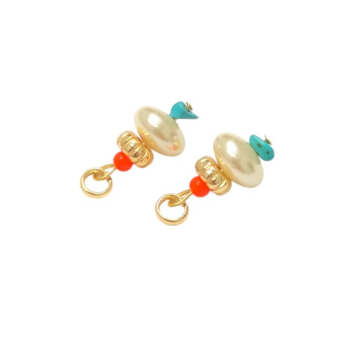 Pingente Pedra/Pérola 24mm Dourado – 1 Und - Imagem 1