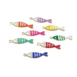 Pingente Peixe C/ Resina 18mm Dourado - 1 Und