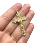Pingente Cruz Trabalhado 52mm Dourado - 1 Und - Imagem 3