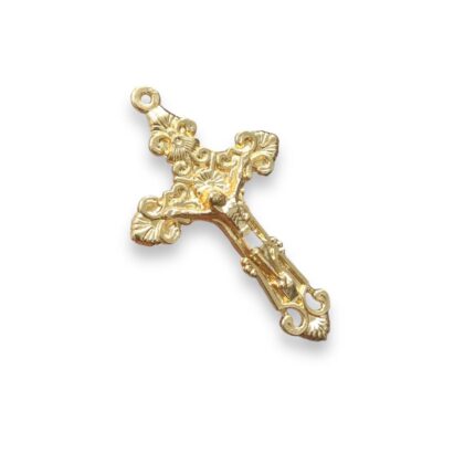 Pingente Cruz Trabalhado 52mm Dourado - 1 Und