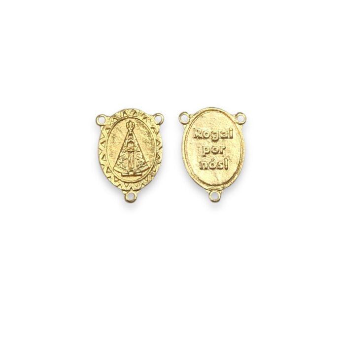 Pingente Oval N.Sra Aparecida 25mm Dourado - 1 Und - Imagem 4