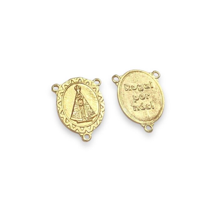 Pingente Oval N.Sra Aparecida 25mm Dourado - 1 Und - Imagem 1