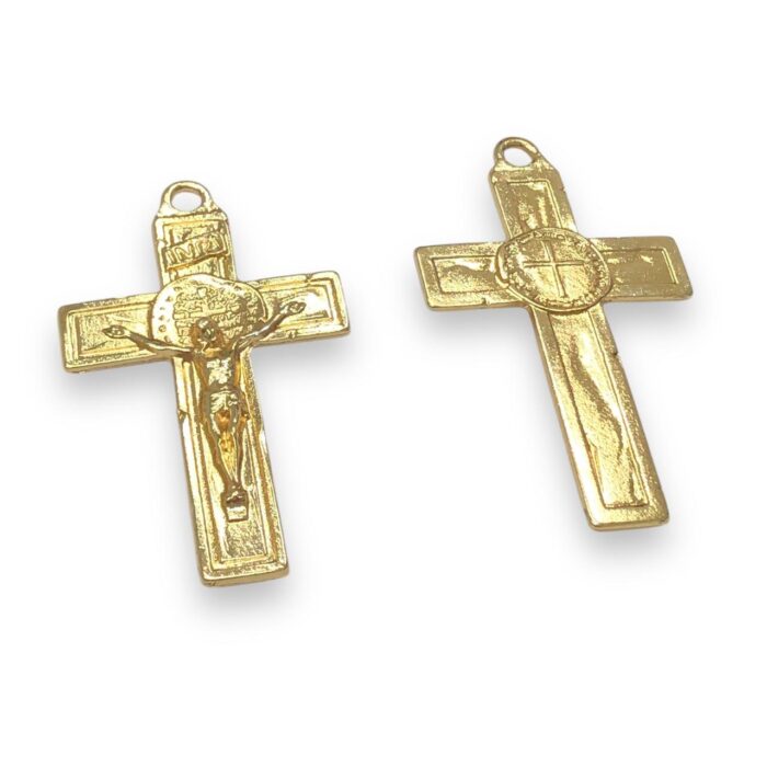 Pingente Cruz Trabalhado 62mm Dourado – 1 Und - Imagem 1