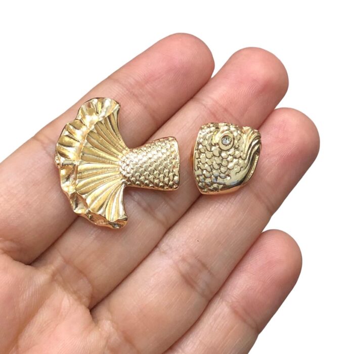 Pingente Peixe C/ Calda 46mm Dourado - 1 Und - Imagem 2