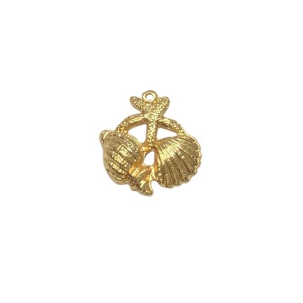Pingente Estrela/Búzio/Concha 22mm Dourado - 1 Und