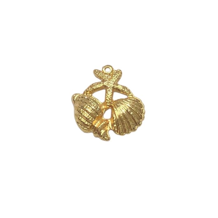 Pingente Estrela/Búzio/Concha 22mm Dourado - 1 Und - Imagem 1