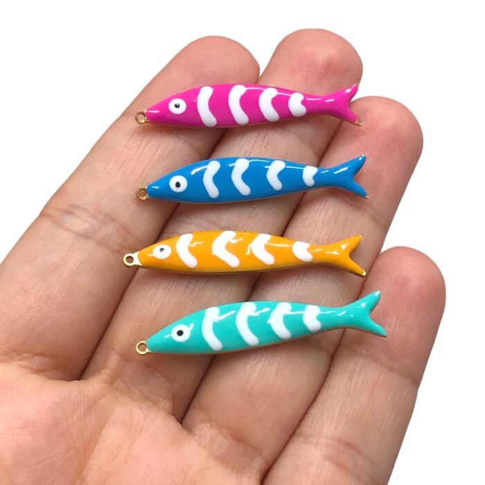 Pingente Peixe C/Resina 40mm Dourado - 1 Und - Imagem 2