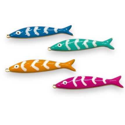Pingente Peixe C/Resina 40mm Dourado - 1 Und