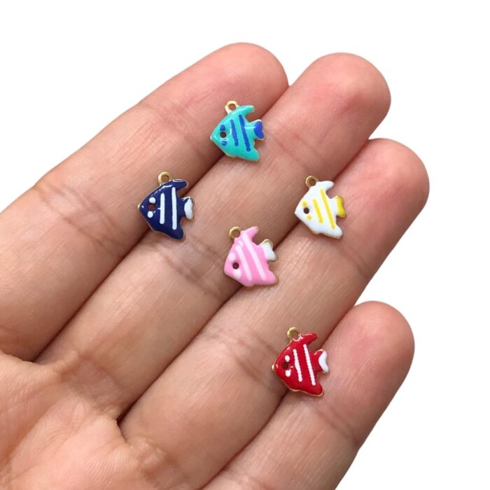 Pingente Peixe C/ Resina 12mm Dourado - 1 Und - Imagem 2