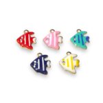Pingente Peixe C/ Resina 12mm Dourado - 1 Und
