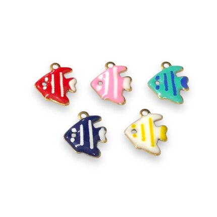 Pingente Peixe C/ Resina 12mm Dourado - 1 Und