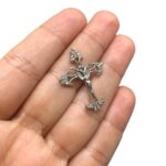 Pingente Cruz Trabalhado 31mm Níquel - 1 Und - Imagem 3