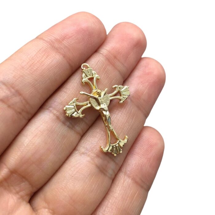 Pingente Cruz Trabalhado 31mm Dourado – 1 Und - Imagem 3