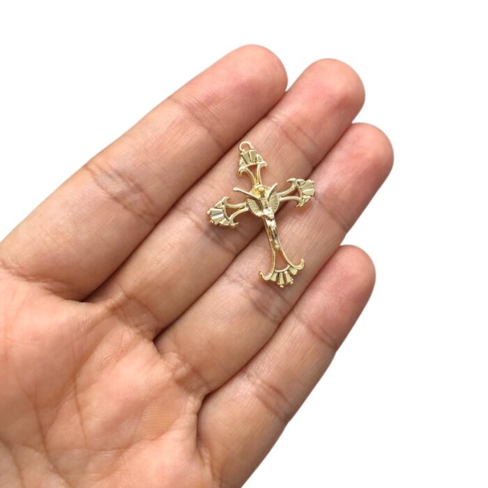 Pingente Cruz Trabalhado 31mm Dourado – 1 Und - Imagem 2